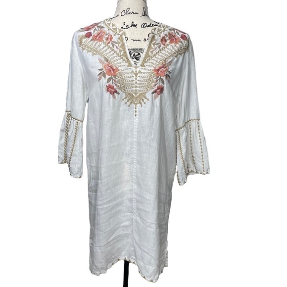 Johnny Was Dresses & Skirts - Johnny Was Linen Embroidered Floral Tunic Dress Boho Size XS